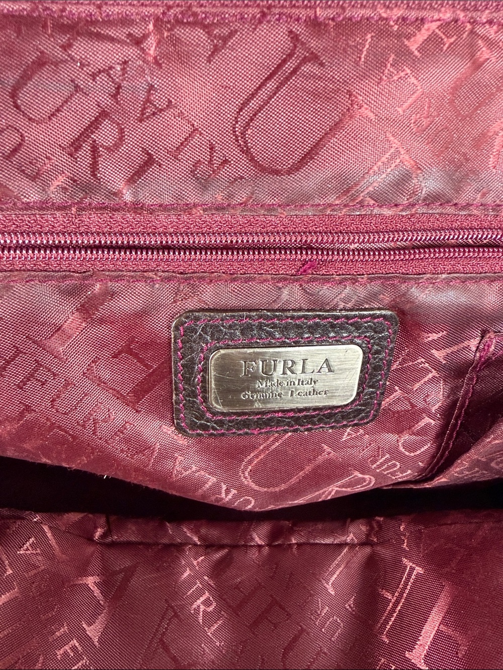 Furla Dark Brown Leather Satchel with Red Tassel - Picture 4 of 9